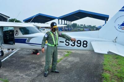 Dua pesawat Cessna milik Indonesia Flying Club (IFC), siap melaksanakan patroli udara guna memantau situasi jalur mudik tahun 2021, Rabu (5/5/2021).