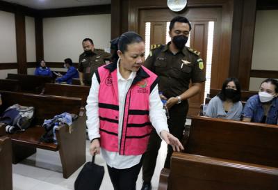 Terdakwa kasus pembobolan BNI melalui Letter of Credit fiktif Maria Pauline Lumowa menjalani sidang putusan di Pengadilan Tipikor, Jakarta, Senin (24/5/2021).