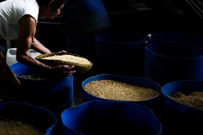 Pekerja menyelesaikan pembuatan tahu di salah satu sentra produksi tahu di Jakarta, Selasa (25/5/2021).