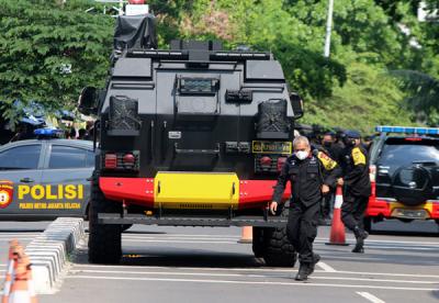 Suasana pengamanan di gedung KPK, Jakarta, Jumat (28/5/2021).