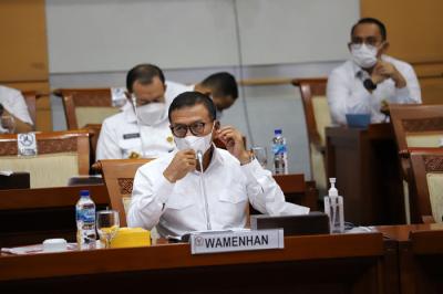 Rapat kerja Komisi I di Kompleks Parlemen MPR/DPR-DPD, Senayan, Jakarta, Senin (31/5/2021).