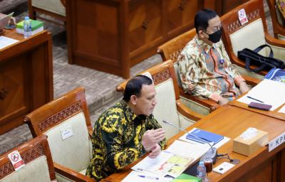 Rapat dengar pendapat dengan Komisi III DPR di Kompleks Parlemen, Senayan, Jakarta, Kamis (3/6/2021).