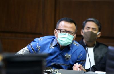 Terdakwa mantan Menteri Kelautan dan Perikanan Edhy Prabowo menjalani sidang lanjutan di Pengadilan Tindak Pidana Korupsi, Jakarta, Rabu (9/6/2021).