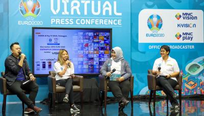 MNC Vision Networks sebagai Official Broadcaster UEFA EURO 2020 di MNC Vision Tower, Jakarta, Kamis (10/6/2021).