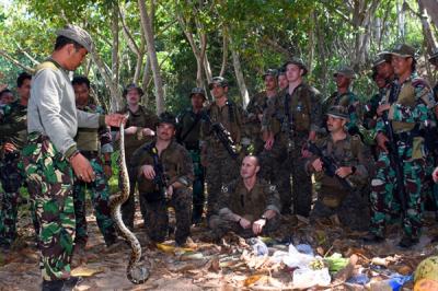 Latihan Jungle Patrol di Hutan Gunung Tumpang Pitu Lampon, Pesanggaran, Banyuwangi, Jawa Timur, Minggu (13/6/2021).