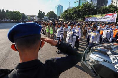 Apel Aman Nusa II Penanganan Covid-19 di Polda Metro Jaya, Jumat (2/7/2021).