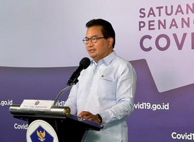 Juru Bicara Satgas Penanganan Covid-19 Wiku Adisasmito saat memberikan Keterangan Pers Harian PPKM Darurat di Jakarta, Kamis (8/7/2021).