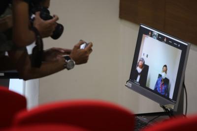 Terdakwa Mantan Menteri Sosial Juliari Peter Batubara menjalani sidang lanjutan secara virtual di Gedung Merah Putih KPK Kuningan, Jakarta, Rabu (28/7/2021).