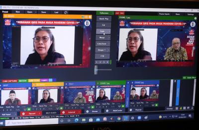 Sosialisasi Gerakan Nasional Non Tunai yang digelar secara virtual di Surabaya, Jawa Timur, Kamis (5/8/2021).