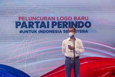 Ketua Umum Partai Perindo Hary Tanoesodibjo saat peluncuran logo baru Partai Perindo di MNC Conference Hall, Jakarta Pusat, Jumat (6/8/2021).