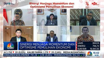 Direktur Utama PT Bank Tabungan Negara Tbk Haru Koesmahargyo memberikan paparannya pada Webinar di Jakarta, pekan ini.