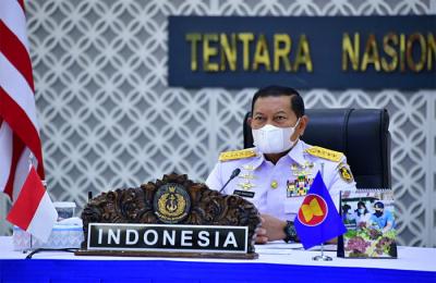 ASEAN Navy Chiefs' Meeting ke-15 Tahun 2021 melalui Video Teleconference (Vicon) di Wisma Elang Laut, Jalan Pangeran Diponegoro, Jakarta, Rabu (11/8/2021).