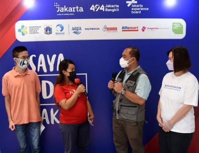 Mini Sentra Danone Vaccine Center di Green Sedayu Mall, Jakarta Barat, Sabtu (14/8/2021).