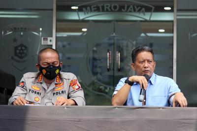 Keterangan pers kasus hukum Jerinx di Polda Metro Jaya, Jakarta Selatan, Sabtu (14/8/2021).