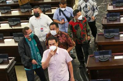 Gladi bersih Sidang Tahunan MPR dan Sidang Bersama DPR-DPD serta Pidato Kenegaraan di Ruang Sidang Paripurna di Kompleks Parlemen, Jakarta, Minggu (15/8/2021).