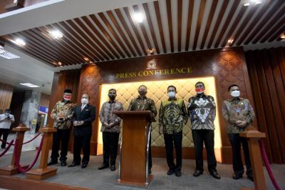 Peringatan Hari Konstitusi dan HUT ke-76 MPR RI di Gedung Nusantara IV, Kompleks Parlemen MPR/DPR-DPD, Senayan, Jakarta, Rabu (18/8/2021).
