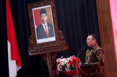 Peringatan Hari Konstitusi dan HUT ke-76 MPR RI di Gedung Nusantara IV, Kompleks Parlemen MPR/DPR-DPD, Senayan, Jakarta, Rabu (18/8/2021).