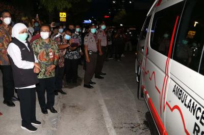 Peresmian Ruang Infeksi Khusus (RIK) 7 RSUD dr Soetomo Surabaya, Jawa Timur, Jumat (20/8/2021).