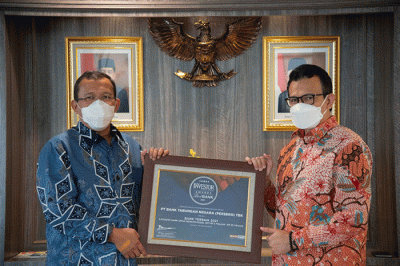 BTN menerima penghargaan sebagai Bank Terbaik 2021 pada ajang Best Bank Award 2021 di Jakarta, Selasa (24/8/2021).