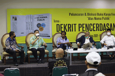 Diskusi Bedah Buku di Media Center, Kompleks Parlemen Senayan, Jakarta, Rabu (25/8/2021).