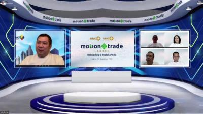 Executive Chairman MNC Group Hary Tanoesoedibjo (layar kiri) hadir pada acara peluncuran MotionTrade yang digelar secara virtual di Jakarta, Kamis (26/8/2021).