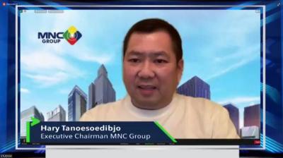 Executive Chairman MNC Group Hary Tanoesoedibjo (layar kiri) hadir pada acara peluncuran MotionTrade yang digelar secara virtual di Jakarta, Kamis (26/8/2021).