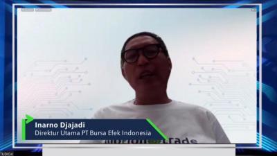 Direktur Utama Bursa Efek Indonesia Inarno Djajadi hadir pada acara peluncuran MotionTrade yang digelar secara virtual di Jakarta, Kamis (26/8/2021).