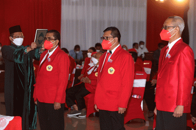Pelantikan rektor dan wakil rektor serta pejabat struktural Universitas 17 Agustus 1945 Surabaya periode 2021-2025, di Untag Surabaya, Sabtu (28/8/2021).