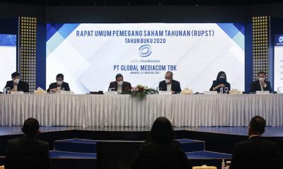 Rapat Umum Pemegang Saham Tahunan PT Global Mediacom Tbk (BMTR) Tahun Buku 2020 di MCH, iNews Tower, MNC Center, Kebon Sirih, Jakarta, Selasa (31/8/2021).
