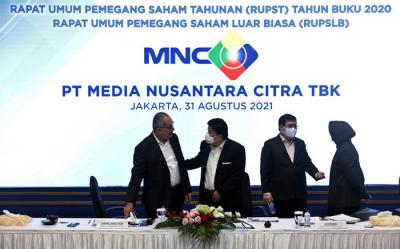 Rapat Umum Pemegang Saham Tahunan Tahun Buku 2020 dan Rapat Umum Pemegang Saham Luar Biasa PT Media Nusantara Citra Tbk di Jakarta, Selasa (31/8/2020).