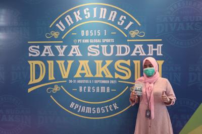 Pelaksanaan vaksinasi yang digelar BP Jamsostek di Tangerang, Rabu (1/9/2021).