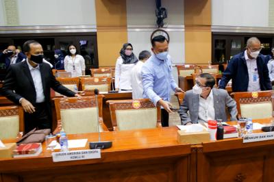 Menkumham Yasonna Laoly saat rapat kerja dengan Komisi III DPR RI di Kompleks Parlemen, Senayan, Jakarta, Senin (6/9/2021).