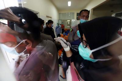 Puluhan jenazah Lapas Tangerang saat diidentifikasi di RSUD Kabupaten Tangerang, Banten, Rabu (8/9/2021).