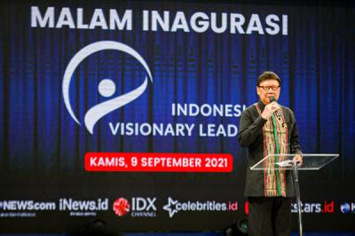 Malam inagurasi Indonesia Visionary Leader 2021 di MNC Conference Hall, iNews Tower lantai 3, Kebon Sirih, Jakarta Pusat, Kamis (9/9/2021).
