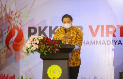 Menteri Koordinator Bidang Perekonomian Airlangga Hartarto saat memberikan kuliah umum di Universitas Muhammadiyah Jakarta (UMJ), Rabu (15/9/2021).