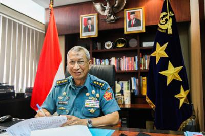 Sekretaris Jenderal Dewan Ketahanan Nasional, Laksdya Harjo Susmoro saat ditemui di Kantor Pusat Watannas, Jalan Merdeka Barat, Jakarta Pusat, Senin (20/9/2021)