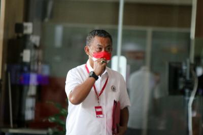 Ketua DPRD DKI Jakarta, Prasetyo Edi Marsudi saat tiba di Gedung Komisi Pemberantasan Korupsi (KPK), kuningan, Jakarta,  Selasa (21/9/2021).