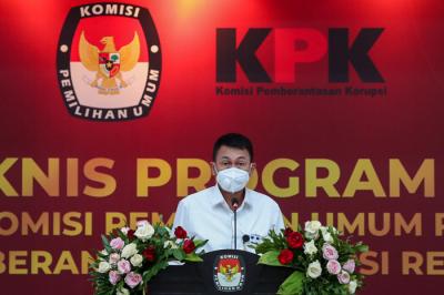 Pelaksanaan bimbingan teknis program antikorupsi, kerjasama KPU dengan KPK di Jakarta, Selasa (28/9/2021).