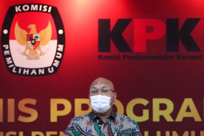 Pelaksanaan bimbingan teknis program antikorupsi, kerjasama KPU dengan KPK di Jakarta, Selasa (28/9/2021).