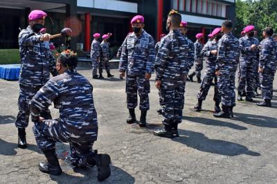 Kenaikan Pangkat Perwira Pertama Brigif 2 Marinir periode 1 Oktober 2021, di Sidoarjo, Jawa Timur, Jumat (1/10/2021).