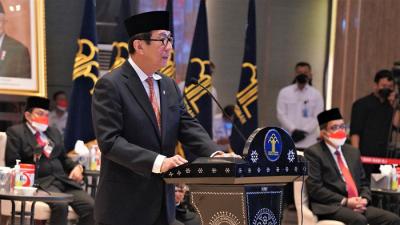 Doa bersama diikuti dan dihadiri secara langsung oleh Menteri Hukum dan HAM, Yasonna Laoly dan Wakil Menteri Eddy Hiariej.