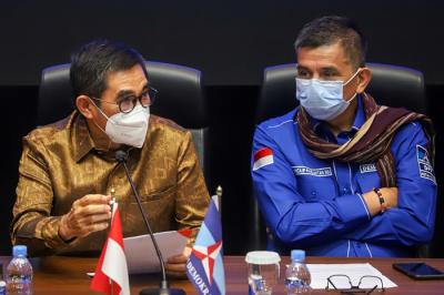 Partai Demokrat memberikan keterangan pers di Kantor DPP Partai Demokrat, Jakarta, Senin (11/10/2021).