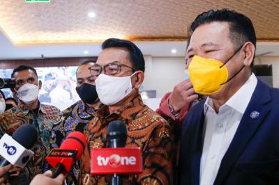 Kepala Kantor Staf Presiden (KSP) Moeldoko usai memenuhi panggilan di Bareskrim Polri, Jakarta Selatan, Selasa (12/10/2021).