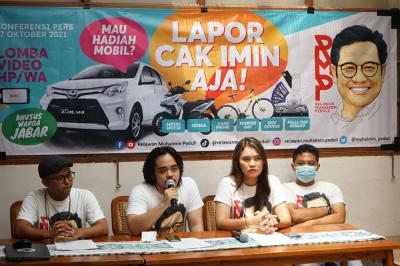 Jumpa pers terkait lomba video pendek dengan tema Lapor Cak Imin Aja! di Kopi Kina, Jakarta Selatan, Minggu (17/10/2021).