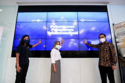 Peluncuran pelayanan telekonsultasi di Lobby Gedung MNC Financial Center, Kebon Sirih, Jakarta Pusat, Senin (18/10/2021).