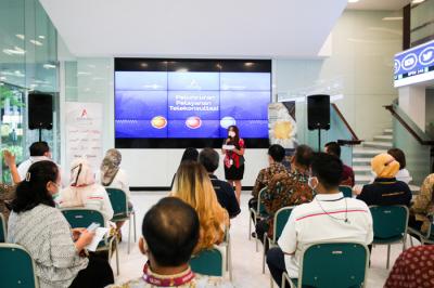 Peluncuran pelayanan telekonsultasi di Lobby Gedung MNC Financial Center, Kebon Sirih, Jakarta Pusat, Senin (18/10/2021).