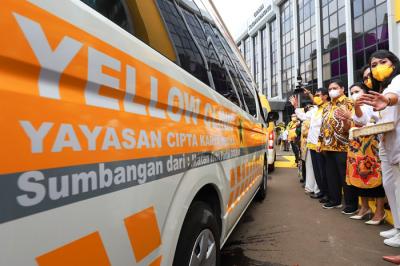 Tasyakuran HUT Ke-57 Partai Golkar di Kantor DPP Partai Golkar, Jakarta, Rabu (20/10/2021).