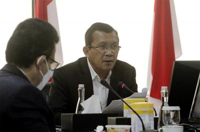 Direktur Utama PT Bank Tabungan Negara (Persero) Tbk Haru Koesmahargyo saat Laporan keuangan perseroan per 30 September 2021 di Jakarta, Kamis (21/10/2021).