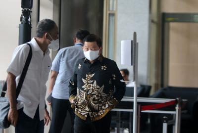 Menteri Perencanaan Pembangunan Nasional/Kepala Bappenas Republik Indonesia Suharso Monoarfa saat menyambangi gedung KPK, Jakarta, Kamis (21/10/2021).
