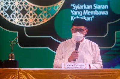 Jumpa pers Anugerah Syiar Ramadan 2021 di Gedung LPP RRI, Jakarta Pusat, Jumat (22/10/2021).